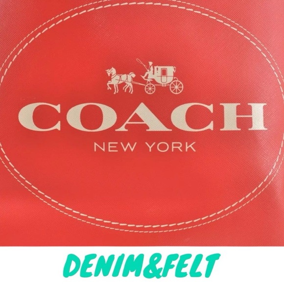 Coach Red Coated Canvas/Leather Metro Horse Carriage Shopper Tote Shoulder Bag♥️ - Picture 11 of 16